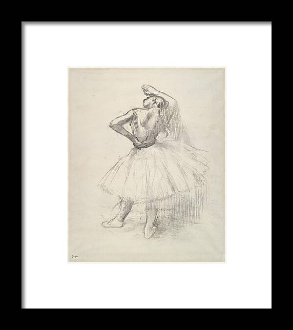 Danseuse Debout, Le Bras Droit Lev Framed Print by Edgar Degas