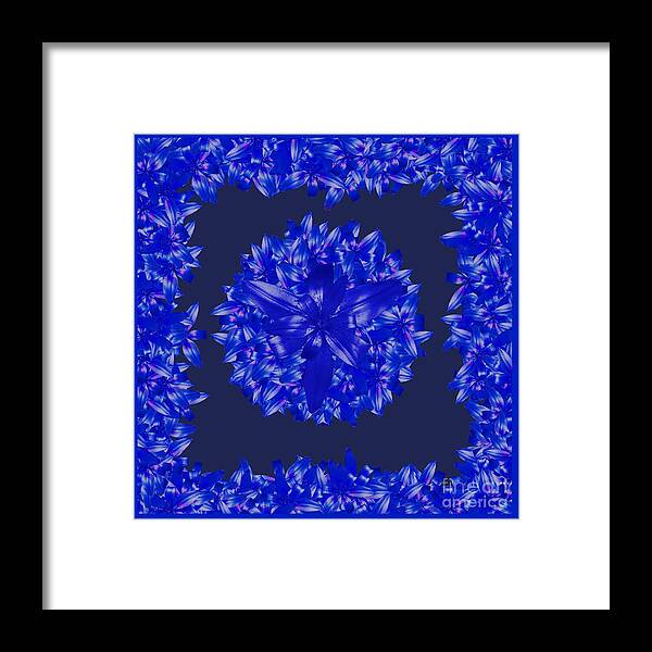 Dark Blue Framed Print featuring the digital art Dark Blue Floral for Home Decor by Delynn Addams