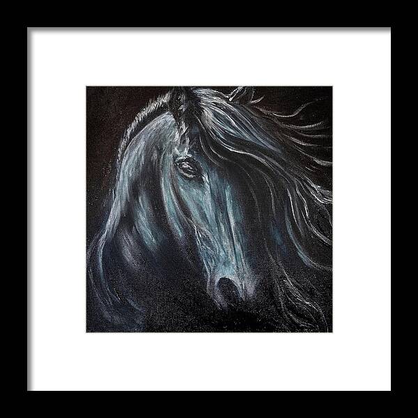  Framed Print featuring the painting Dark Horse by Michelle Pier