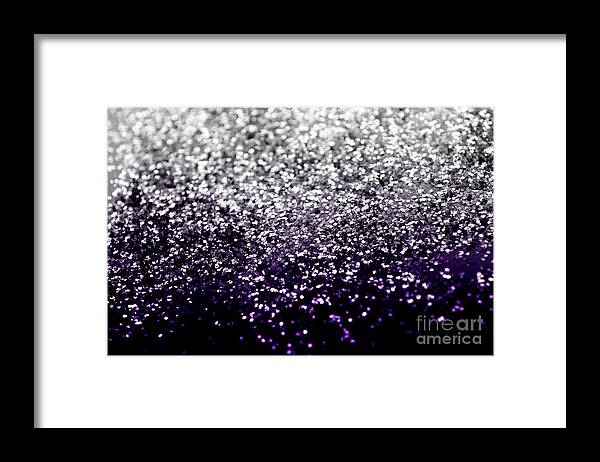 Photography Framed Print featuring the photograph Dark Night Purple Black Silver Glitter #1 #shiny #decor #art by Anitas and Bellas Art