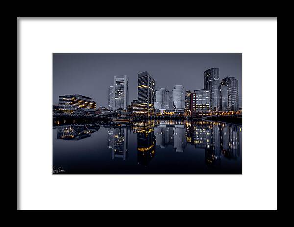 Reflection Framed Print featuring the photograph Dark Tone Of The City, Boston, Ma by Joy Pingwei Pan
