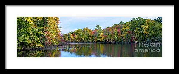 Davidsons Mill Pond Framed Print featuring the photograph Davidson's Mill Pond Autumn Panorama by Michael Ver Sprill