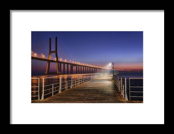 Lisbon Framed Print featuring the photograph Dawn At Vasco Da Gama by Antoni Figueras