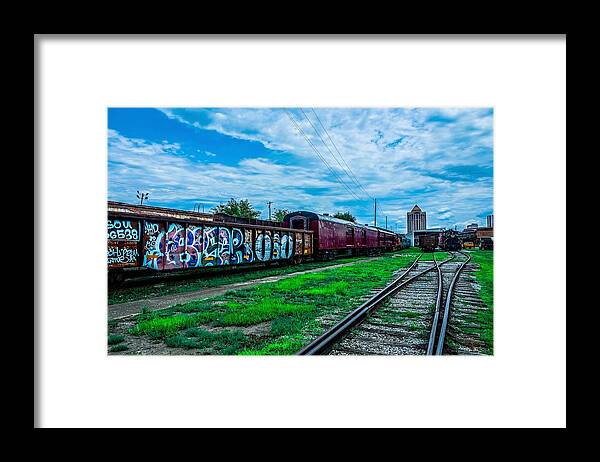 Framed Print featuring the photograph Day Glow Train Yard by Rodney Lee Williams