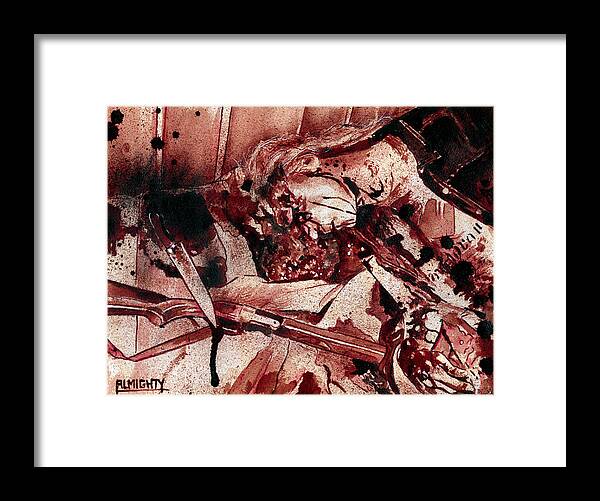 Ryan Almighty Framed Print featuring the painting DEAD / MAYHEM dry blood by Ryan Almighty