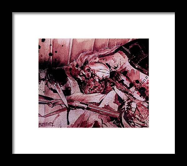 Ryan Almighty Framed Print featuring the painting DEAD / MAYHEM fresh blood by Ryan Almighty