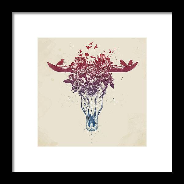 Bull Framed Print featuring the drawing Dead summer by Balazs Solti