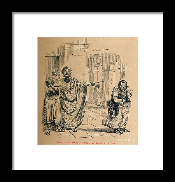 Debt Framed Print featuring the drawing Debtor And Creditor - Seizure Of Goods by Print Collector