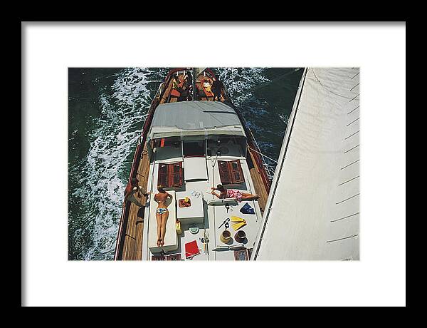 Sunbathing Framed Print featuring the photograph Deck Dwellers by Slim Aarons