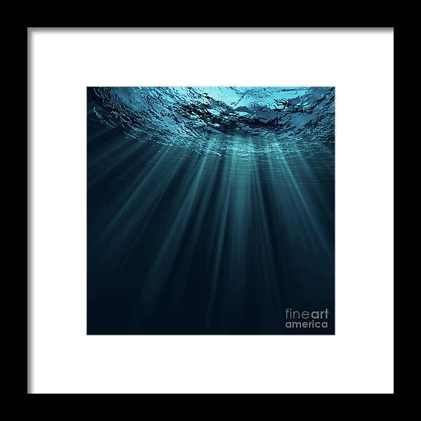 Underwater Framed Print featuring the photograph Deep Water, Abstract Natural Backgrounds by Tolokonov