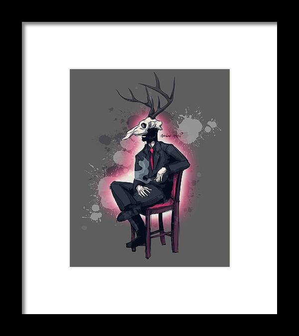 Bdsm Framed Print featuring the drawing Deer Daddy series 2 Miss Me by Ludwig Van Bacon