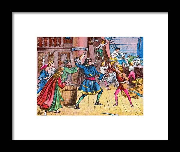 Child Framed Print featuring the drawing Defeat Of The Pirates by Print Collector