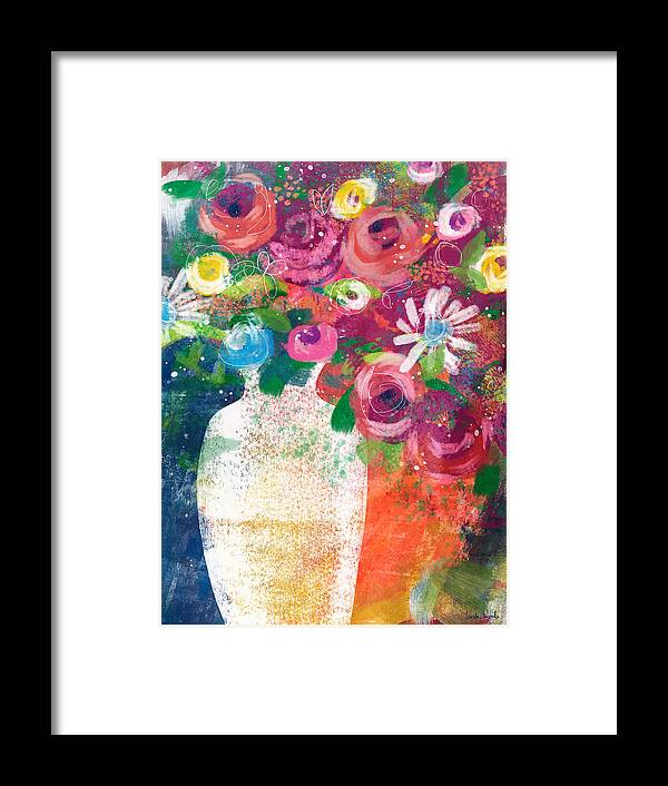 Floral Framed Print featuring the mixed media Delightful Bouquet 2- Art by Linda Woods by Linda Woods