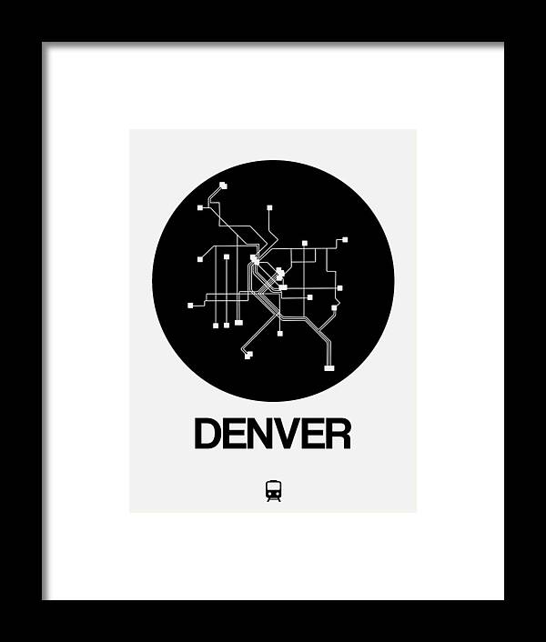 Vacation Framed Print featuring the digital art Denver Black Subway Map by Naxart Studio