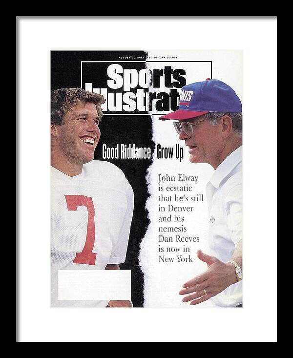Magazine Cover Framed Print featuring the photograph Denver Broncos Qb John Elway And New York Giants Coach Dan Sports Illustrated Cover by Sports Illustrated