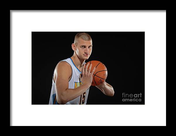 Nba Pro Basketball Framed Print featuring the photograph Denver Nuggets Media Day 2015 by Garrett Ellwood