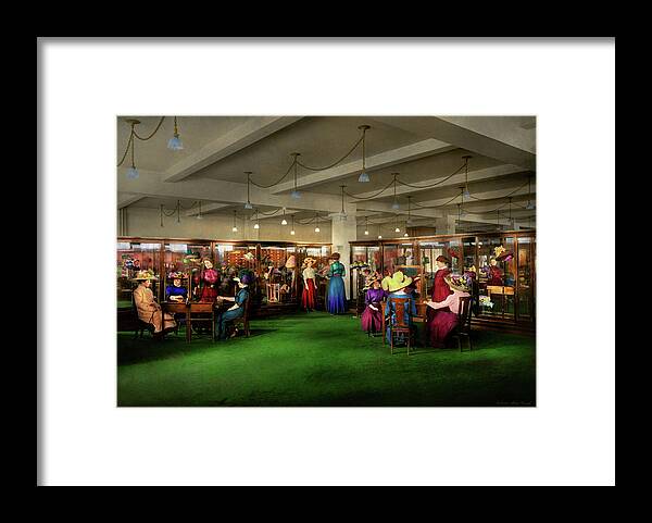 Elliott Taylor Framed Print featuring the photograph Department Store - Afternoon at the Hatters 1912 by Mike Savad