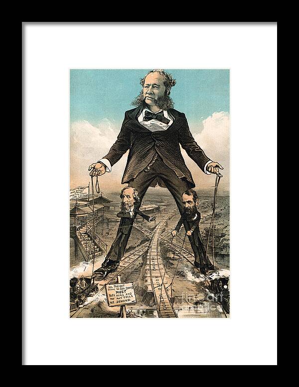 Art Framed Print featuring the photograph Depiction Of Railroad Tycoons Pulling by Bettmann