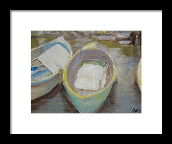 Boats Framed Print featuring the painting Derek's Boat #1 by Julie Todd-Cundiff