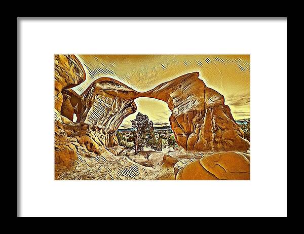 Desert Photos Framed Print featuring the digital art Desert Arch by Jerry Cahill