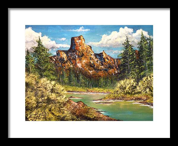 Mountain Framed Print featuring the painting Desert Lake by Chad Berglund