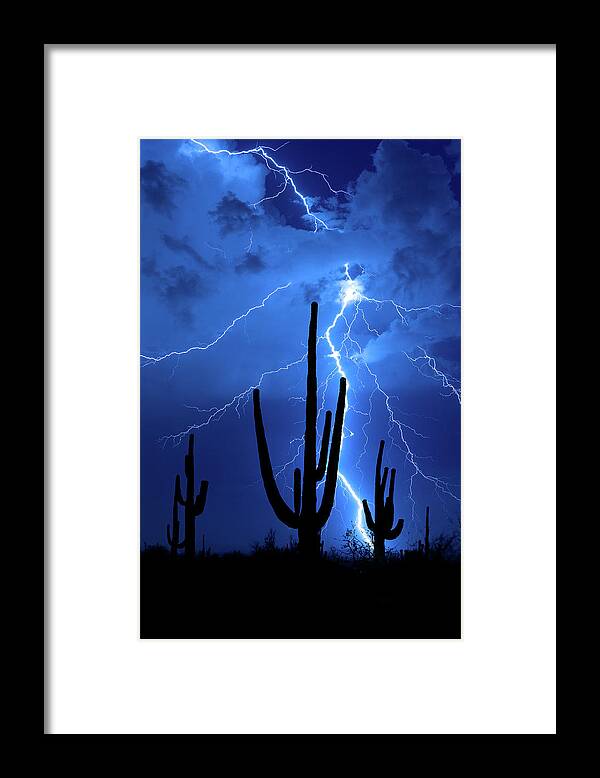 2018 Framed Print featuring the photograph 1814 Desert Lightning by Kenneth Johnson