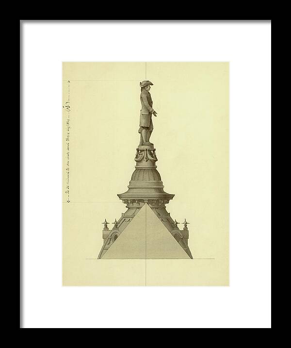 Thomas Ustick Walter Framed Print featuring the drawing Design For City Hall Tower by Thomas Ustick Walter