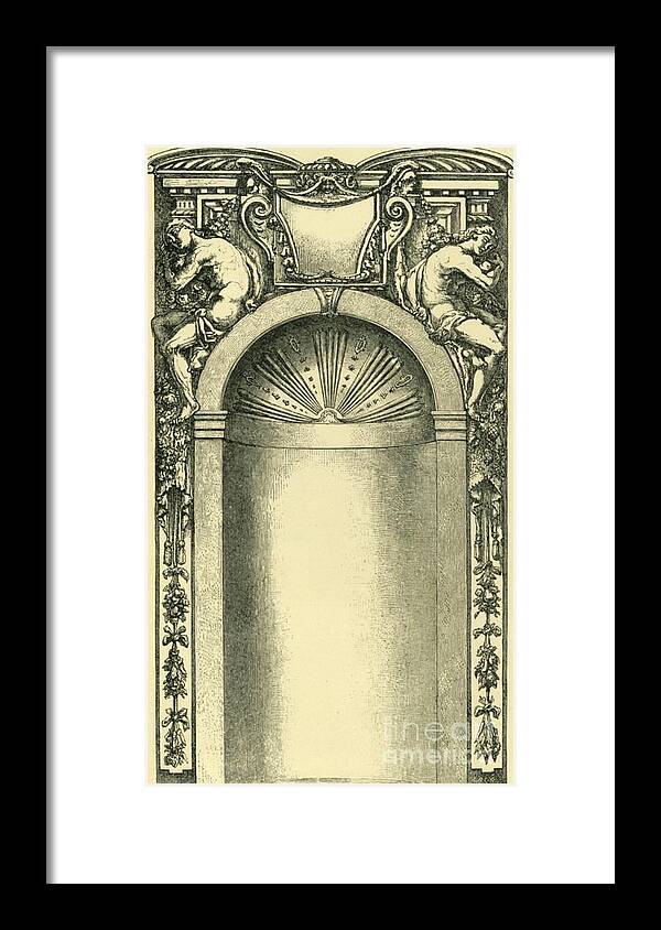 Engraving Framed Print featuring the drawing Design For The Decoration Of A Niche by Print Collector