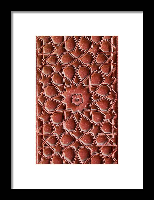 Outdoors Framed Print featuring the photograph Detail Of Carvings On Wall In Agra Fort by Inti St. Clair