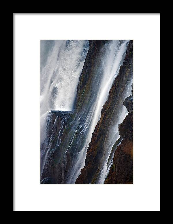 Landscapes Framed Print featuring the photograph Detail Of Falling Water Victoria Falls by Andrey Gudkov