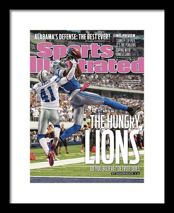 Magazine Cover Framed Print featuring the photograph Detroit Lions V Dallas Cowboys Sports Illustrated Cover by Sports Illustrated