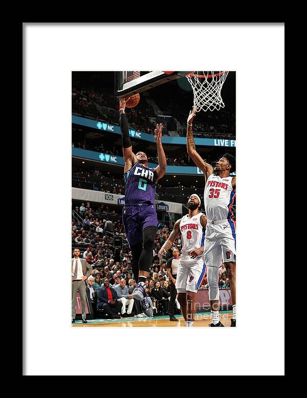 Miles Bridges Framed Print featuring the photograph Detroit Pistons V Charlotte Hornets by Kent Smith