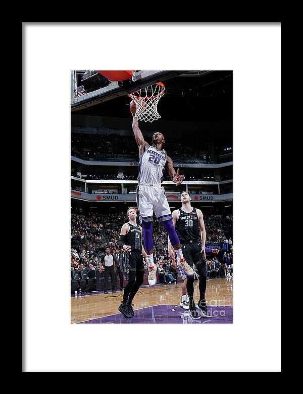 Nba Pro Basketball Framed Print featuring the photograph Detroit Pistons V Sacramento Kings by Rocky Widner