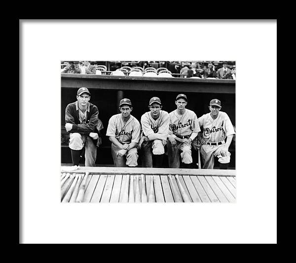 People Framed Print featuring the photograph Detroit Tigers 1935 Pitching Staff And by Fpg