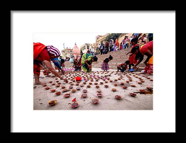 Editorial Photography Of Dev Dipawali At Varanasi Framed Print featuring the photograph Dev Dipawali by Prithul Das