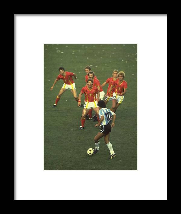 International Match Framed Print featuring the photograph Diego Maradona by Steve Powell
