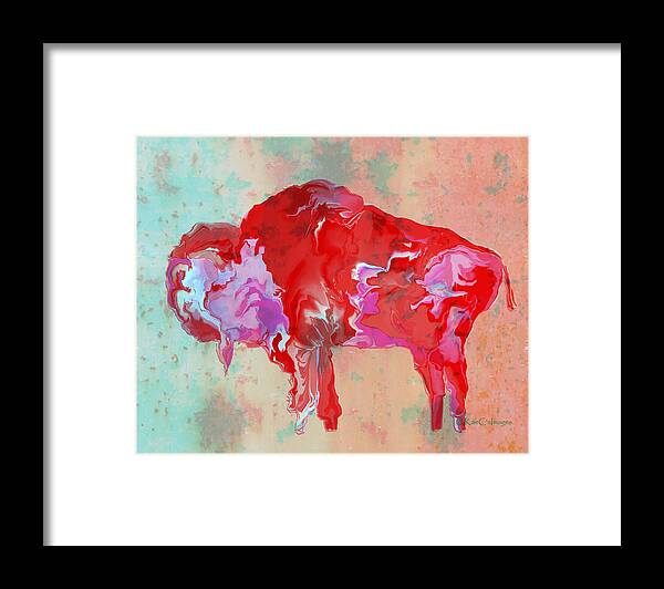 Bison Framed Print featuring the digital art Montana Bison 6B by Kae Cheatham