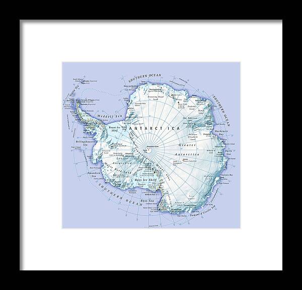 Latitude Framed Print featuring the digital art Digital Illustration Of Antarctica by Dorling Kindersley