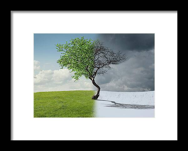 Snow Framed Print featuring the photograph Digital Illustration Of Half Winter by Chris Clor