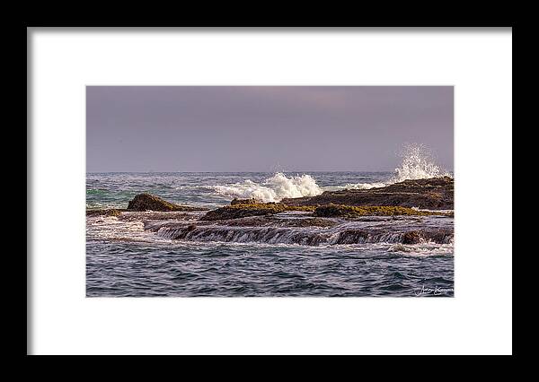 Ocean Framed Print featuring the photograph Distant Splashes by Aaron Burrows