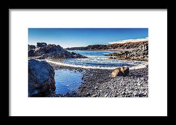 Beach Framed Print featuring the photograph Djupalonssandur beach, Iceland #2 by Lyl Dil Creations