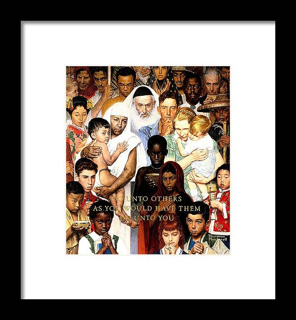 Faith Framed Print featuring the drawing Do Unto Others by Norman Rockwell