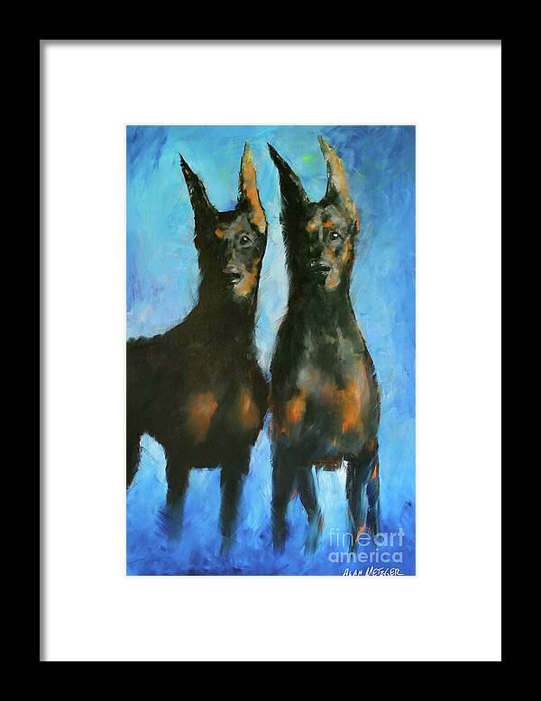 Dogs Framed Print featuring the painting Doberman Family by Alan Metzger