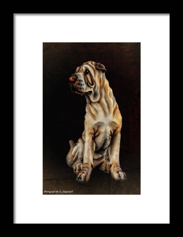 Dog Portrait Framed Print featuring the digital art Dog portrait 63 by Kevin Chippindall