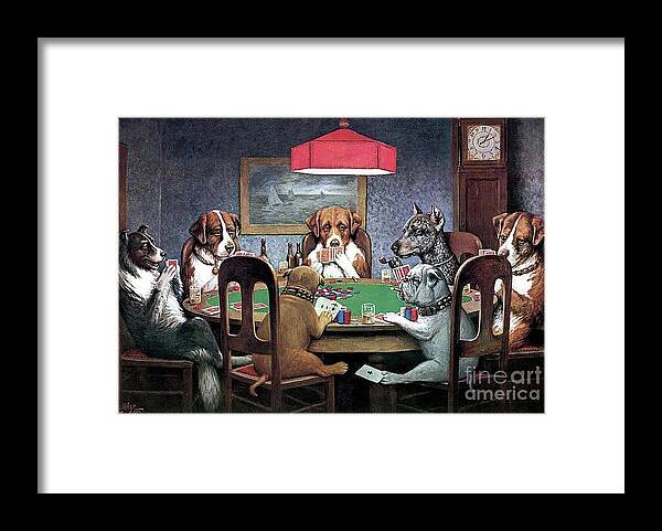 Cassius Marcellus Coolidge Framed Print featuring the mixed media Dogs Playing Poker by Cassius Marcellus