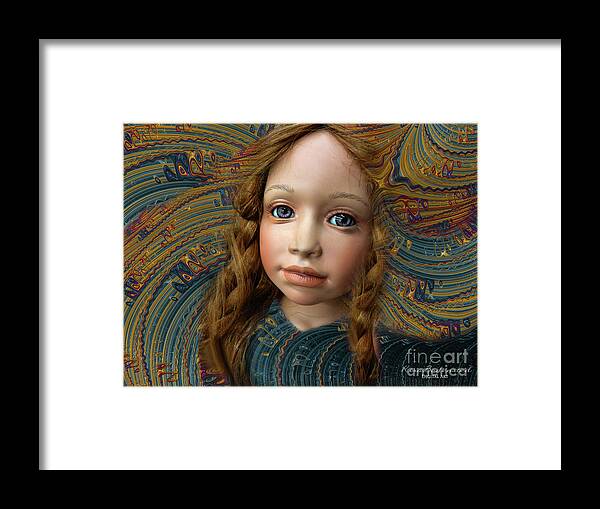 Doll Framed Print featuring the mixed media Doll face by Kira Bodensted
