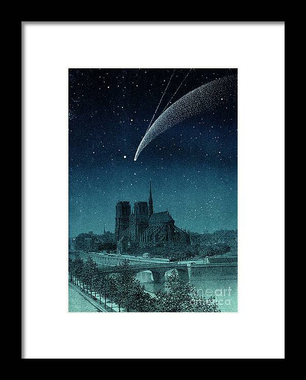 Notre-dame De Paris Framed Print featuring the photograph Donati's Comet Over Notre-dame by Collection Abecasis/science Photo Library