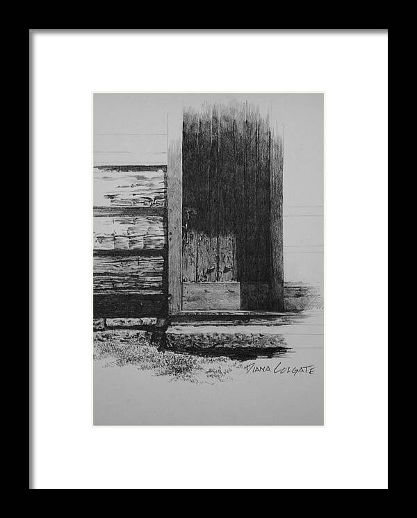 Door Framed Print featuring the drawing Door To The Past by Diana Colgate