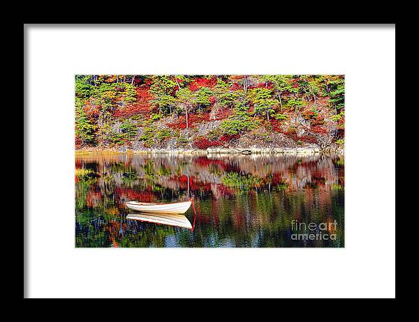 Dory Framed Print featuring the photograph Dory on a Maine Lake in Autumn by Olivier Le Queinec