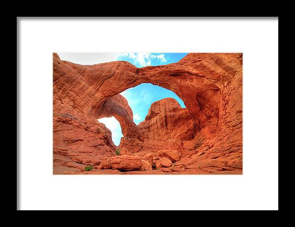 Scenics Framed Print featuring the photograph Double Arch, Arches National Park - Utah by Www.35mmnegative.com